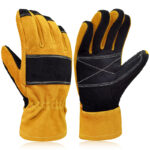 XYEHS Structural Fire Fighter Gloves, 3D Curved Fingers, Heat Resistant, Flame Resistant, Fireproof Fire-fighting Gloves