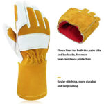 XYEHS Cowhide MIG Welding Gloves Heat Resistant Work Gloves Long Cuff with Reinforced Palm & Thumb and Index Finger - Image 4