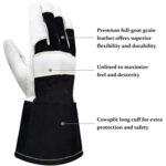 XYEHS TIG Welding Gloves, Premium Grain Goatskin Mechanical Gloves, Fire/ Heat-Resistant, Spark-Resistant Leather Back,  Soft and Flexible - Image 3