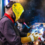 XYEHS Cowhide MIG Welding Gloves Heat Resistant Work Gloves Long Cuff with Reinforced Palm & Thumb and Index Finger - Image 5