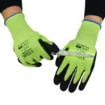 XYEHS XU2203 Level 5 Cut Resistant Safety Work Gloves, 13 Gauge HPPE Shell Knit with Black Nitrile coated on Palm - Image 5