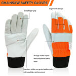 XYEHS Leather Chainsaw Gloves Saw Protection Cut-resistant Gloves on Left or Both Hands Back, Thick Eva Padded - Image 2