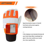 XYEHS Leather Chainsaw Gloves Saw Protection Cut-resistant Gloves on Left or Both Hands Back, Thick Eva Padded - Image 3