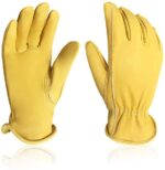 XYEHS Water-Resistant Cowhide Leather Driver Gloves High Abrasion Garden Gloves for Truck Driving Warehouse General Work
