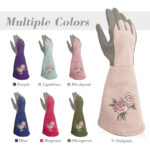 XYEHS Women Faux Leather Rose Pruning Gloves Thorn Proof, Embroidery Leather Gardening Gloves with Extra Long Forearm Protection for Cactus, Rose and Blackberry - Image 2