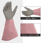 XYEHS Women Faux Leather Rose Pruning Gloves Thorn Proof, Embroidery Leather Gardening Gloves with Extra Long Forearm Protection for Cactus, Rose and Blackberry - Image 4