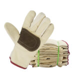 XYEHS XU0006 Canvas Safety Work Gloves with Cowhide Palm Reinforcement, Welding Glove, Thickened Liner, Wear-Resistant and Anti-Slip - Image 4