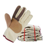 XYEHS XU0002 Canvas General Work Gloves with Cowhide Palm Reinforcement, Thickened Liner, Abrasion Resistant and Anti-Slip Safety Gloves for Welding & Manufacturing - Image 4