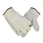 XYEHS XU0001 Canvas Safety Work Gloves with FULL Palm Cowhide Reinforcement, Thickened Liner, Wear-Resistant and Anti-Slip for Welding & Manufacturing