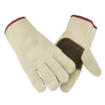 XYEHS XU0006 Canvas Safety Work Gloves with Cowhide Palm Reinforcement, Welding Glove, Thickened Liner, Wear-Resistant and Anti-Slip