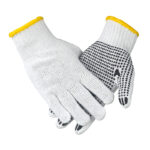 XYEHS Cotton Polyester String Knit Shell Work Gloves With Non-Slip PVC Dots, Wear-Resistant General Safety Protection Gloves for Painter Mechanic Industrial Warehouse Gardening Construction Men & Women