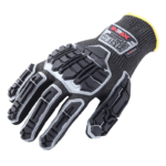 INXS JF285B Cut & Impact Resistant Safety Work Gloves, Dual Sandy Nitrile Dipped Coating Palm, TPR Full Finger & Knuckle, 13 Gauge Composite Knitted, Touchscreen Utility Safety Gloves, Oil Resistant Mechanic Rigger Gloves