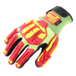 INXS JF285G Cut & Impact Resistant Safety Work Gloves, Reinforced Thumb Crotch, Dual Sandy Nitrile Dipped Coating & Foam Padding Palm, TPR Full Finger & Knuckle, 13 Gauge Composite Knitted, Anti-Vibration, Touchscreen