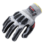 INXS JF287B Cut & Impact Resistant Safety Work Gloves, Dual Sandy Nitrile Dipped Coating Palm, TPR Full Finger & Knuckle, 13 Gauge Composite Knitted, Touchscreen Utility Safety Gloves, Oil Resistant Mechanic Rigger Gloves
