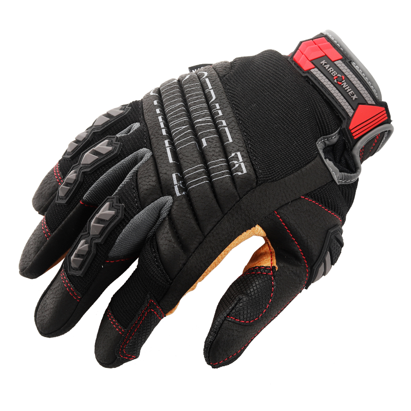 KX-06A WORK GLOVES_1 INXS KX-06A Impact Resistant Safety Mechanic Work Gloves, Synthetic Goatskin Palm, TPR Finger & EVA Foam Knuckle, Reinforced Forefinger & Thumb, Shockproof, Touchscreen - Image 1