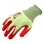 INXS KX-81V High Visibility Cut Resistant Safety Work Gloves, 13 Gauge Composite Knitted Shell with Dual Sandy Nitrile Coating on Palm, Touchscreen, ANSI CUT A5, Medium Cut Protection