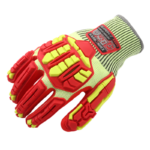 INXS KX-91 Cut & Impact Resistant Safety Work Gloves, Dual Sandy Nitrile Dipped Coating, TPR Full Finger & Knuckle, 13 Gauge Composite Knitted, Touchscreen, Mechanic Gloves