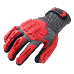INXS KX-93 Cut & Impact Resistant Safety Work Gloves, Reinforced Thumb Crotch, Dual Sandy Nitrile Dipped Coating, TPR Full Finger & Knuckle, 13 Gauge Composite Knitted, Touchscreen, Adjustable Velcro Closure