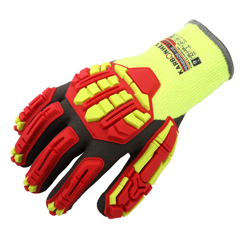 KX-94V IMPACT RESISTANT GLOVES_1 INXS KX-94V Cut & Impact Resistant Protective Work Gloves, Winter Thermal Gloves, 3/4 Sandy Foam Latex Coating, 10 Gauge Acrylic/ Polyester Shell with Brushed Fleece Lining, Abrasion Resistant - Image 1