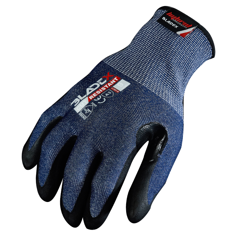 N10811 CUT RESISTANT GLOVES_1 INXS N10811 Cut Resistant Safety Work Gloves, Puncture Resistant, 18 Gauge HPPE/Glass Liner with Micro Foam Nitrile Coating on Palm, Hybrid Armorgard™ BladeX, ANSI CUT A3, Light & Medium Cut Protection - Image 1