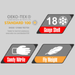 INXS N10824 Nitrile Dipped Coating General Work Gloves, Sandy Nitrile Grip Palm, Nylon Liner, 18 Gauge Nylon Shell Liner, Precise Handling for Wet / Dry / Oily Components & Apparatus - Image 6