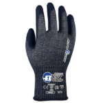 HANVO NJ3150Q ANSI CUT A4 Cut Resistant Work Gloves, Abrasion Resistant, Nitrile Palm Coated, Thumb Reinforced, 13 Gauge HPPE/Glass Fiber/Steel/Polyester Shell