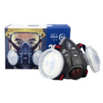 XYEHS 308A-D Reusable Half Respirator Mask with 2x Dust Fliter Cartridges & 2x ≥95% Dust Filter Cotton, Face Cover Face Shield for Woodworking, Painting, Machine Polishing, Welding