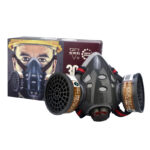 XYEHS 308A-G Reusable Half Respirator Mask with 2x ≥95% Gas Filter Cartridges, Face Cover Face Shield for Gases, Dust, Vapors, Chemicals, Paint, Spray