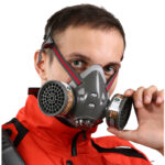 XYEHS 308A-G Reusable Half Respirator Mask with 2x ≥95% Gas Filter Cartridges, Face Cover Face Shield for Gases, Dust, Vapors, Chemicals, Paint, Spray - Image 2