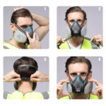 XYEHS 610-C813H-D Reusable Half Respirator Mask with 2x ≥99.99% Dust Filter Cotton, Face Cover Face Shield for Woodworking, Painting, Machine Polishing, Welding - Image 5