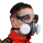 XYEHS 8201-D Reusable Half Respirator Mask with Goggles, 2x Dust Fliter Boxes & 2x ≥95% Dust Filter Cotton, Face Cover Face Shield for Woodworking, Painting, Machine Polishing, Welding - Image 3