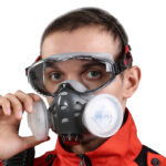 XYEHS 8201-D Reusable Half Respirator Mask with Goggles, 2x Dust Fliter Boxes & 2x ≥95% Dust Filter Cotton, Face Cover Face Shield for Woodworking, Painting, Machine Polishing, Welding - Image 4