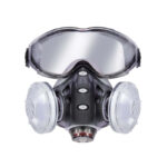 XYEHS 8201-D Reusable Half Respirator Mask with Goggles, 2x Dust Fliter Boxes & 2x ≥95% Dust Filter Cotton, Face Cover Face Shield for Woodworking, Painting, Machine Polishing, Welding - Image 5