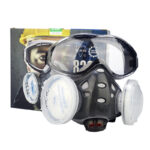 XYEHS 8201-D Reusable Half Respirator Mask with Goggles, 2x Dust Fliter Boxes & 2x ≥95% Dust Filter Cotton, Face Cover Face Shield for Woodworking, Painting, Machine Polishing, Welding