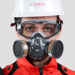 XYEHS 8201-G Reusable Half Respirator Mask with Anti-Fog Goggles & 2x ≥95% Gas Filter Cartridges, Face Cover Face Shield for Gases, Dust, Vapors, Chemicals, Paint, Spray - Image 3