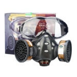 XYEHS 8201-G Reusable Half Respirator Mask with Anti-Fog Goggles & 2x ≥95% Gas Filter Cartridges, Face Cover Face Shield for Gases, Dust, Vapors, Chemicals, Paint, Spray