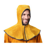 XYEHS AP-3000Y Cowhide Leather Welding Safety Hood with Neck Shoulder Drape, Protective Work Cap Hat, Flame Retardant Cotton, Heat Resistant Helmet, Neck & Head All Round Protection