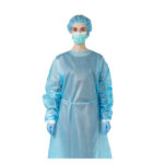 XYEHS KF-IG A02 Disposable Isolation Gown with Long Sleeves, PP&PE Coating Film, Elastic Knitted Cuffs, Waist & Neck Tie, Water & Blood Repellent, Impact Peneration Resistant