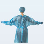 XYEHS KF-IG A02 Disposable Isolation Gown with Long Sleeves, PP&PE Coating Film, Elastic Knitted Cuffs, Waist & Neck Tie, Water & Blood Repellent, Impact Peneration Resistant - Image 2