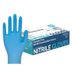 XYEHS KG1801 Disposable Medical Nitrile Safety Gloves, Chemotherapy Resistant, Textured Finger, Beaded Cuff, Non-sterile, Powder Free, Latex Free for Food, Health