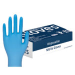 XYEHS KS-ST-RT021(374) Disposable Nitrile Medical Examination Safety Gloves, Industrial & Food Grade Gloves, Anti-Static, Textured Finger, Beaded Cuff, Powder Free, Latex Free, Non-Sterile