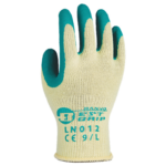 HANVO LN012 Rubber Latex Abrasion Resistant General Work Gloves, Anti-Slip & Water Resistant, Strong Grip, Wrinkled Latex Dipped Palm Coating, 10 Gauge Polycotton Lining