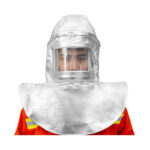 XYEHS LWS-019 Aluminized Heat Resistant Safety Hood with Built-In Hard Hat, 1000°C Fireproof Anti Thermal Radiation Cover, Aramid Lining, Flame Retardant Aluminium Foil Mask Protection Apparel