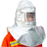 XYEHS LWS-019 Aluminized Heat Resistant Safety Hood with Built-In Hard Hat, 1000°C Fireproof Anti Thermal Radiation Cover, Aramid Lining, Flame Retardant Aluminium Foil Mask Protection Apparel - Image 2