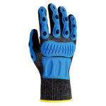 HANVO NJ3150SG ANSI CUT A4 Cut & Impact Resistant Mechanical Work Gloves, 13 Guage HPPE/Glass Fiber/Steel/Polyester Liner, Micro Foam Nitrile Palm Coated, PVC Full Finger & Knuckle, Reinforced Thumb Crotch