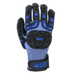 HANVO NXC3150ZSGK ANSI CUT A4 Cut & Impact Resistant Mechanical Work Gloves, 13 Guage HPPE/Glass Fiber/Steel/Polyester Liner, Foam Sany Nitrile Palm Coated, PVC Full Finger & Knuckle