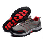 XYEHS 1265 Breathable Fly Woven Cowhide Leather Safety Work Shoes with Rubber Sole, Anti-Slip Climbing Footwear, Steel Toe Cap, Impact & Puncture Resistant Work Sneakers - Image 4