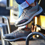 XYEHS 1265 Breathable Fly Woven Cowhide Leather Safety Work Shoes with Rubber Sole, Anti-Slip Climbing Footwear, Steel Toe Cap, Impact & Puncture Resistant Work Sneakers - Image 3