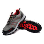 XYEHS 1265 Breathable Fly Woven Cowhide Leather Safety Work Shoes with Rubber Sole, Anti-Slip Climbing Footwear, Steel Toe Cap, Impact & Puncture Resistant Work Sneakers - Image 5