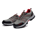 XYEHS 1265 Breathable Fly Woven Cowhide Leather Safety Work Shoes with Rubber Sole, Anti-Slip Climbing Footwear, Steel Toe Cap, Impact & Puncture Resistant Work Sneakers - Image 6